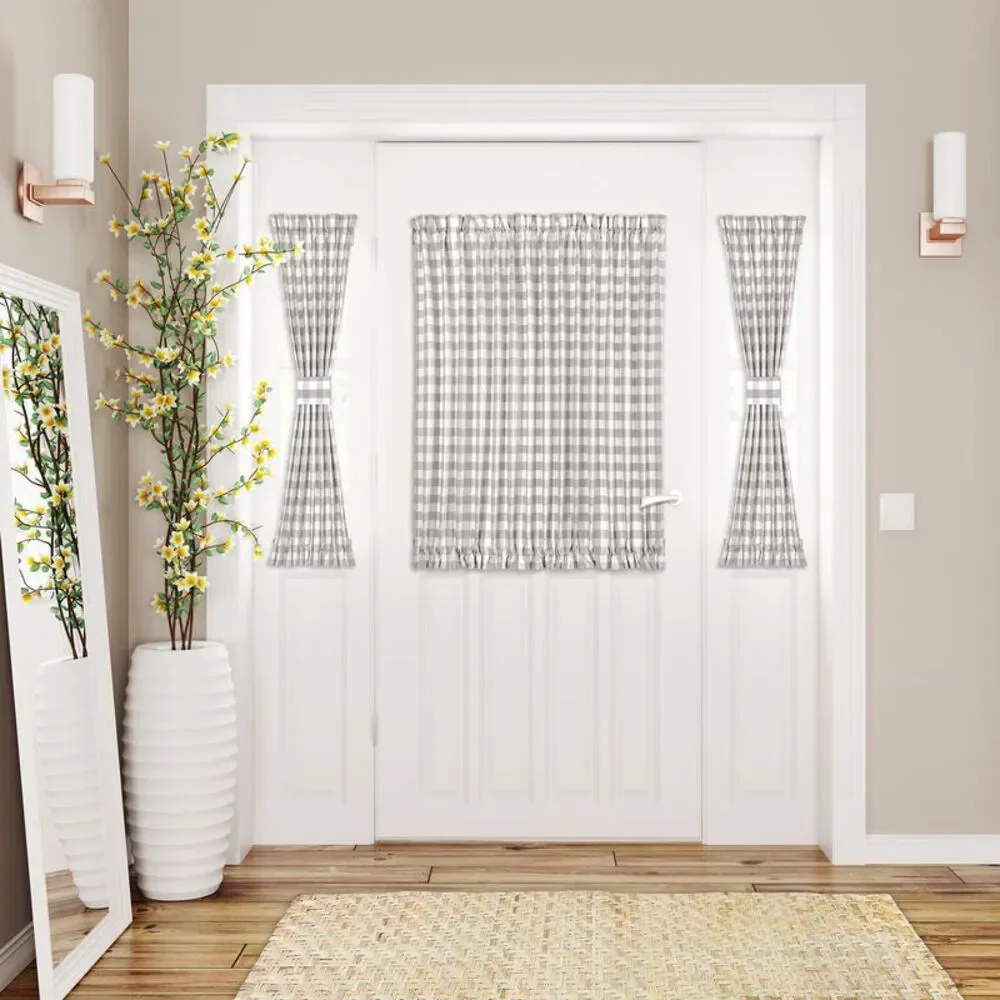 PowerSellerUSA French Door Curtain, Elegant Buffalo Plaid Curtains for Front